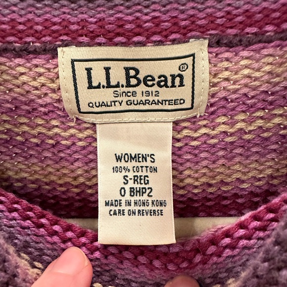 L.L.Bean Striped Cotton Knit Sweater Women’s Small Purple Mauve Pullover - Picture 2 of 3
